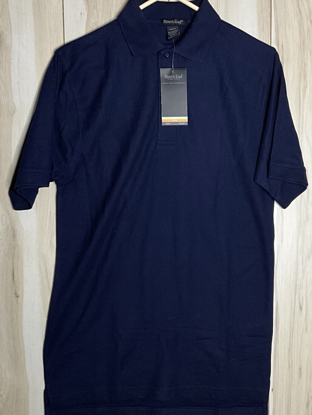 River's End Easy Care Short Sleeve Men’s Polo Shirt Navy Blue Casual, Size S